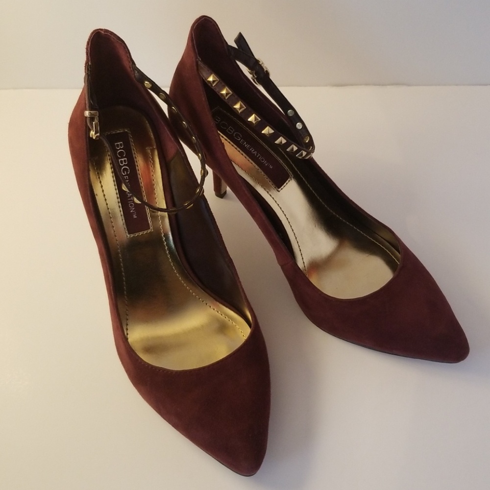 BCBGeneration ankle strap suede heels